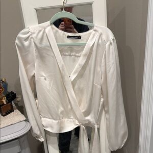 Abercrombie & Fitch Cream Wrap Blouse